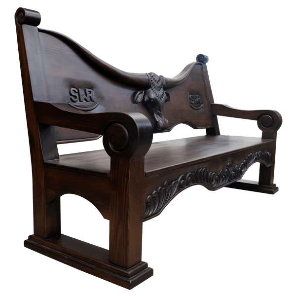 Hacienda western style bench - 74BENCH05 2 Hacienda western style bench - 74BENCH05 - Image 2