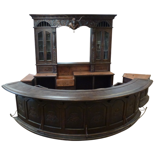 Solid timber bar with bull head - 22BARS07 2 Bar cowboys western front