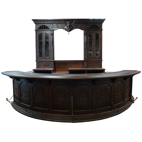 Solid timber bar with bull head - 22BARS07 1 Bar cowboys western