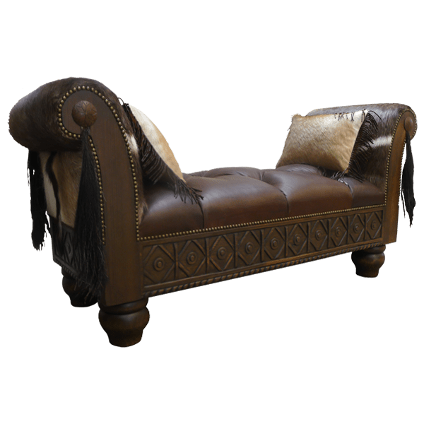 Geometric design western bench - 410BENC06 2 Bench cowboy rustic western front