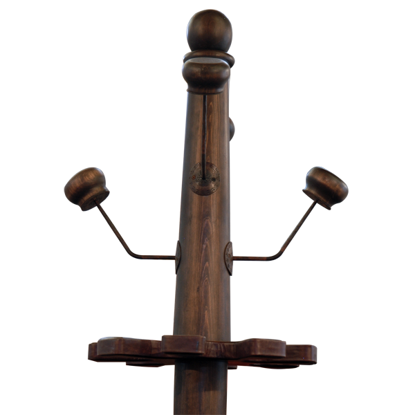 Wooden boot rack with iron details - 82WOOD02 2 Coat or hat rack handcrafted rustic front