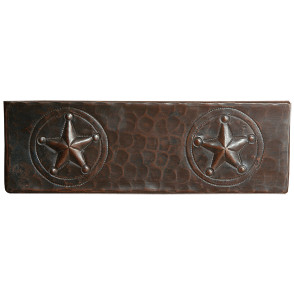 Star desing engraved copper tile - 83COPP18 1 Copper tile hadmade cowboy