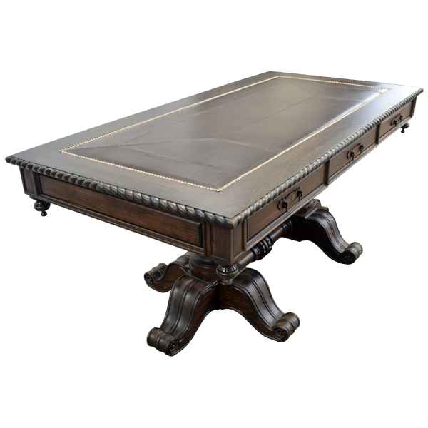 Refined leather-top desk - 62DESK09 2 Desk hacienda furniture front