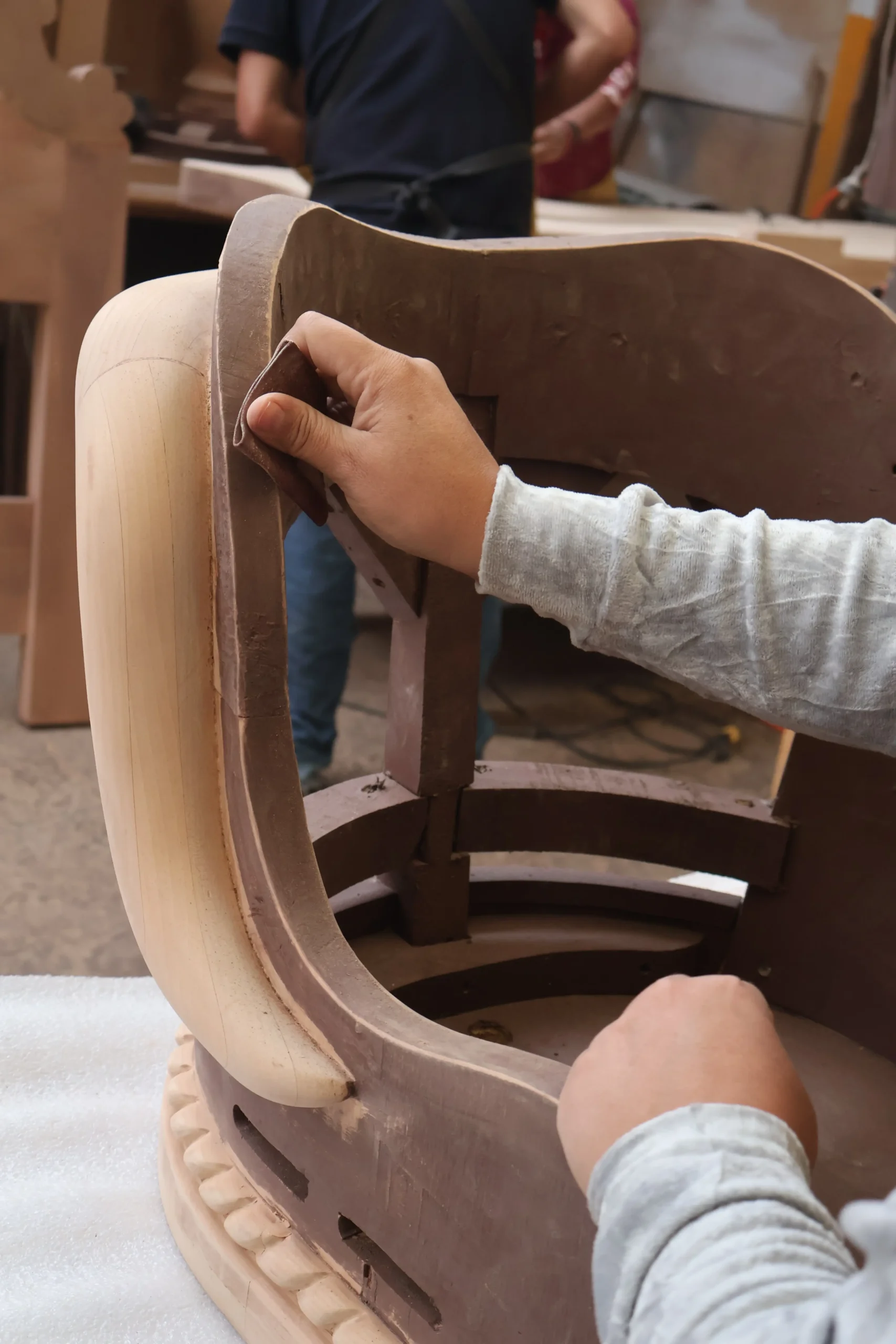 Using chisel for wood carving