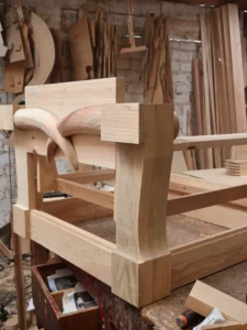 Reata Ranch Interiors 11 Sanding hand-carved furniture surfaces
