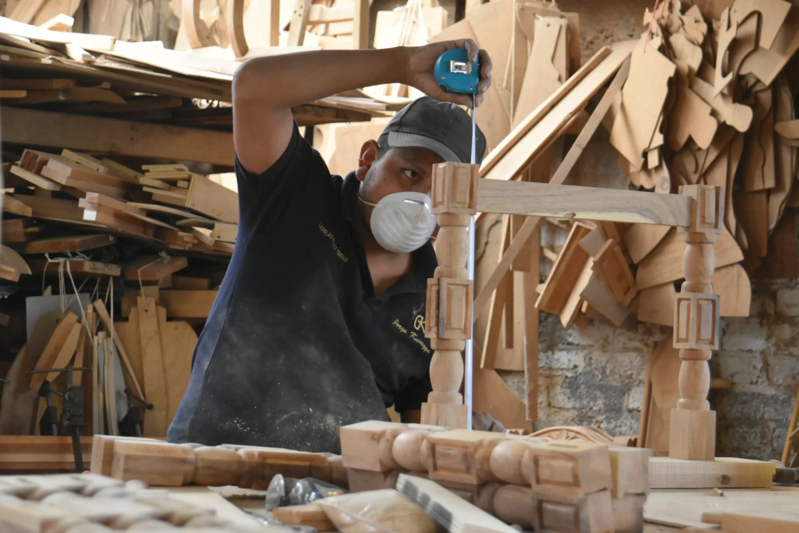 Artisan making custom furniture.