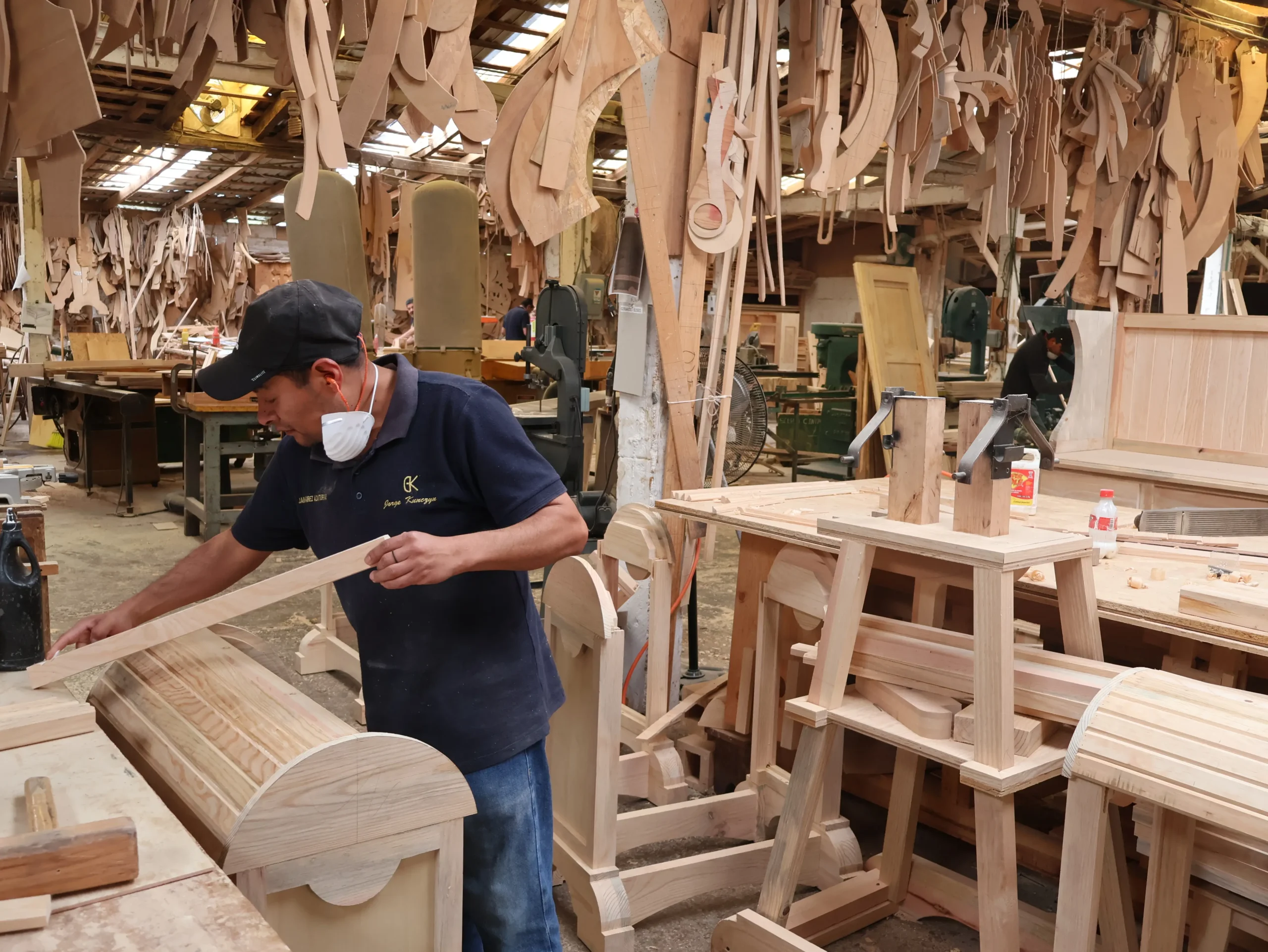 Wood carving workshop in action