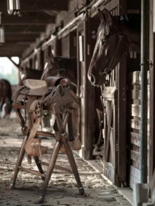 Rustic saddle stands with handcrafted western design