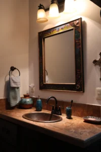 Western bathroom furniture with handcrafted wood and rustic accents